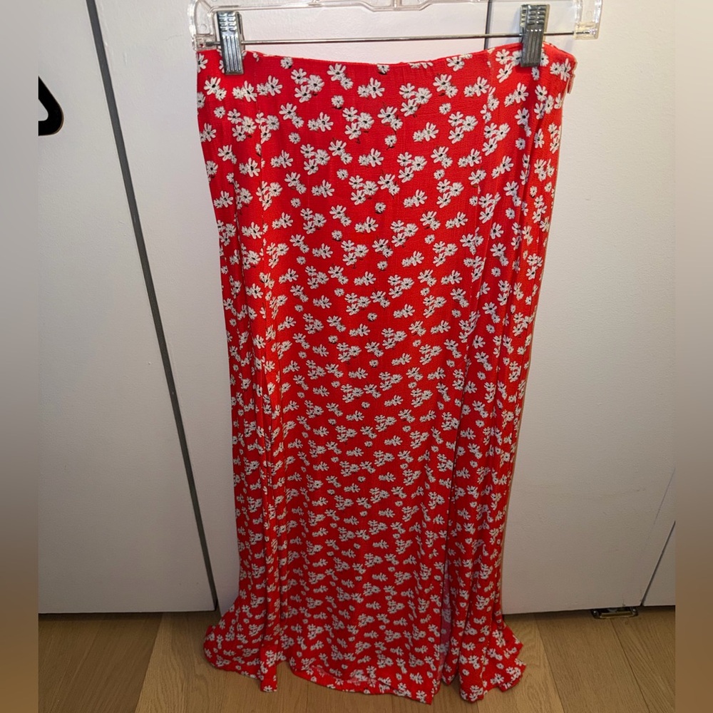 Zara Red Floral Maxi Skirt